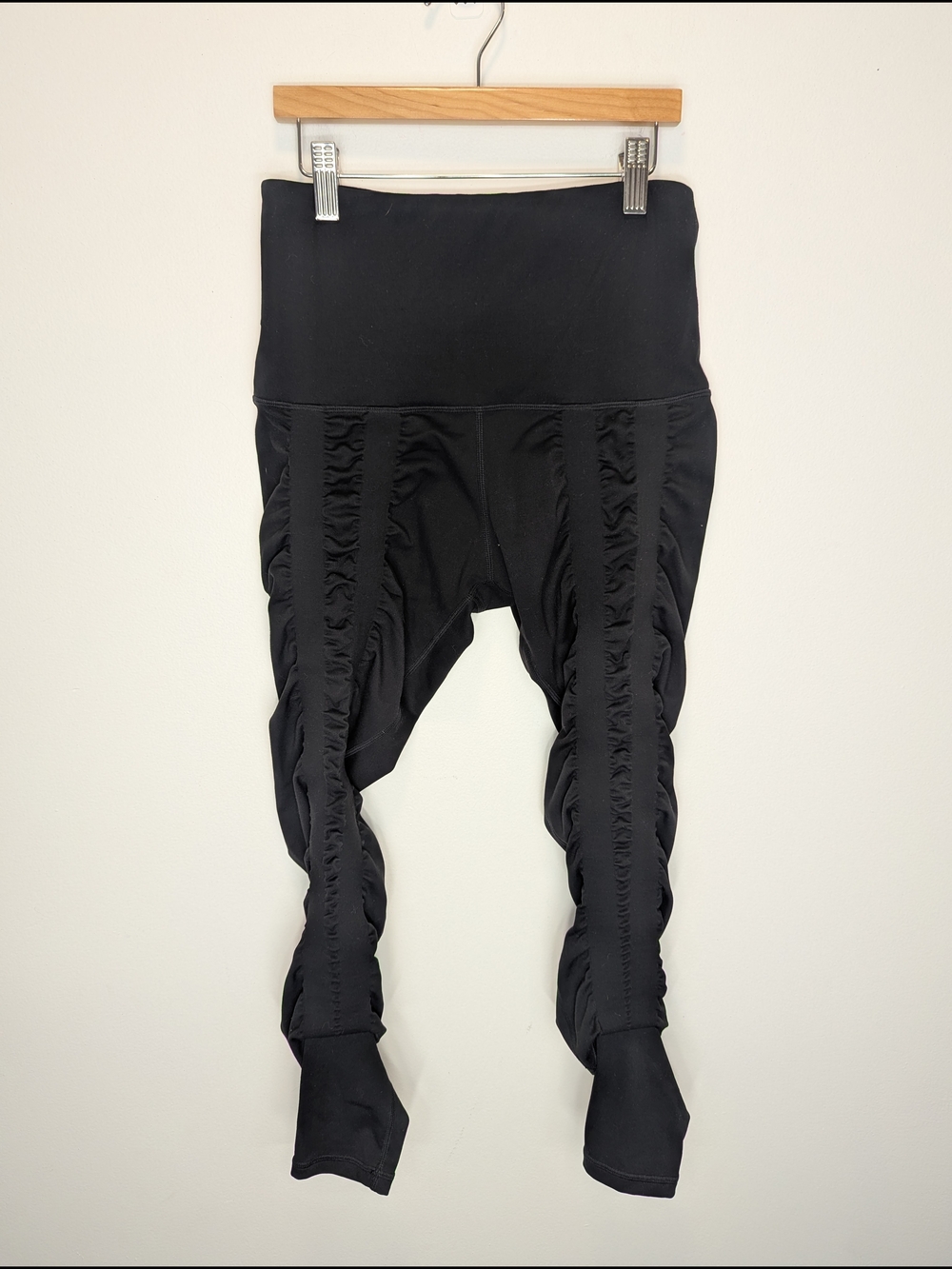 Sweetflexx Women's Black Ruched Resistance High-Waist Leggings Small Athleisure